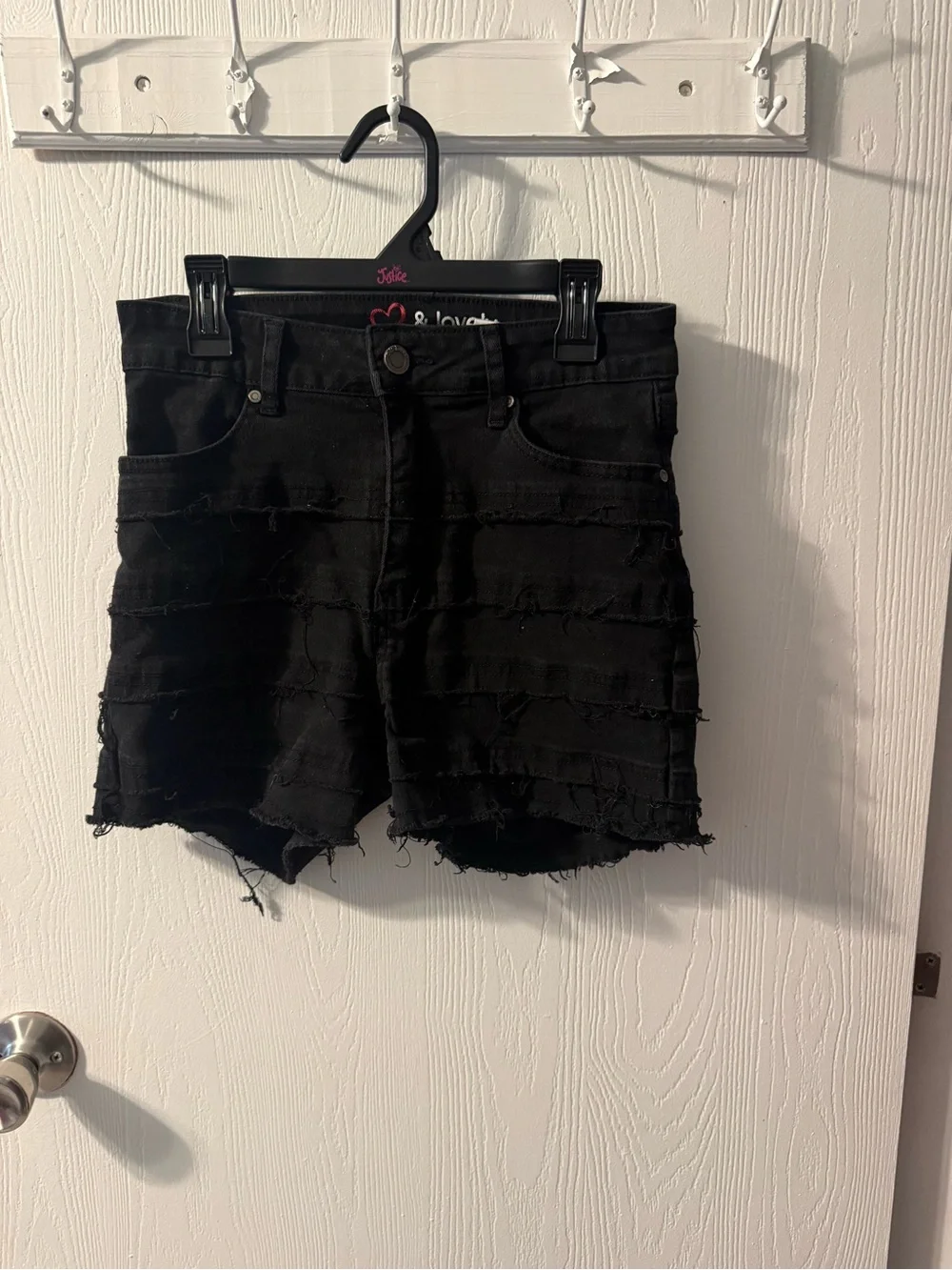 Black Distressed Denim Women's Shorts